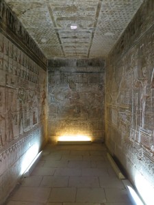 Ornately decorated walls inside a temple in Deir el-Medina (the Workmen's Village)