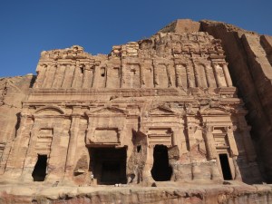 In front of the Palace Tomb, one of the Royal Tombs of Petra
