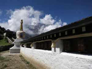 Prayer wheels by the Sherpa Museum at Namche Bazaar