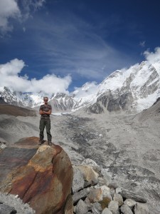 I have found a rock to stand on.  Everest Base Camp is in the background, but you can’t really see it here.  Oh well.