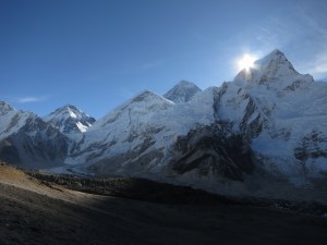 The sun on the tip of Lhotse