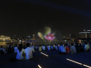 The laser light and sound show at Singapore marina
