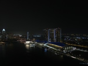 Singapore marina at night, from above