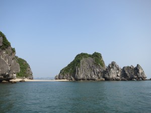 A double-sided beach (or does that just make it a sand isthmus?) among the limestone karst islands in Lan Ha Bay A double-sided beach (or does that just make it a sand isthmus?) among the limestone karst islands in Lan Ha Bay