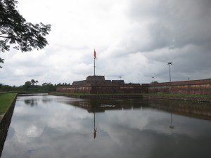 The walls, moat and flagpole of the ancient imperial city at Hue The walls, moat and flagpole of the ancient imperial city at Hue
