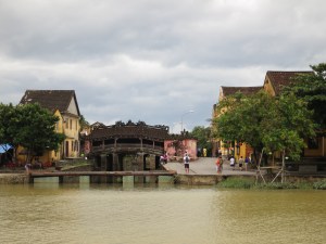 The Japanese Bridge in Hoi An, seen from across the river The Japanese Bridge in Hoi An, seen from across the river