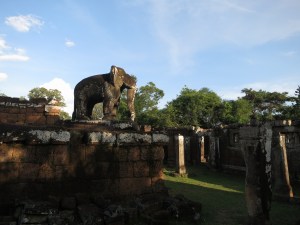 One of the elephant statues guarding East Mebon