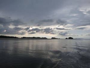 The western tip of Koh Lanta, viewed from our dive boat as we return just before sunset from a hard day’s diving at Koh Ha