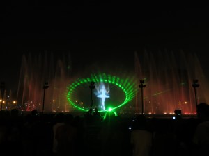 A scene from the light and sound show at Lima’s fountain park.  Very impressive.