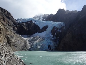 Glacier Piedras Blancas, with awesome waterfall on the right hand side Glacier Piedras Blancas, with awesome waterfall on the right hand side