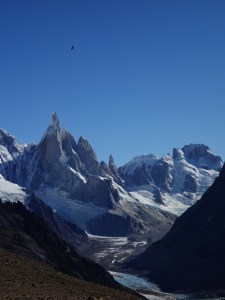 A condor flying high on an updraft over the mountains near El Chaltén A condor flying high on an updraft over the mountains near El Chaltén