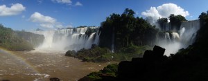 The Iguazú Falls, seen from near the boat launch on the Argentine side